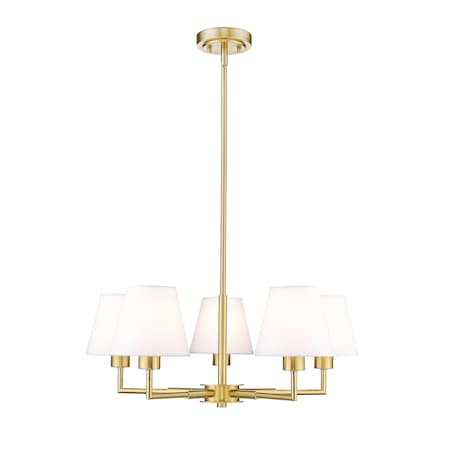 Z-Lite Leila Chandelier, 5-Light, 26 In.W x 10 In.H, Luxe Gold/White Linen 744-26R-LG